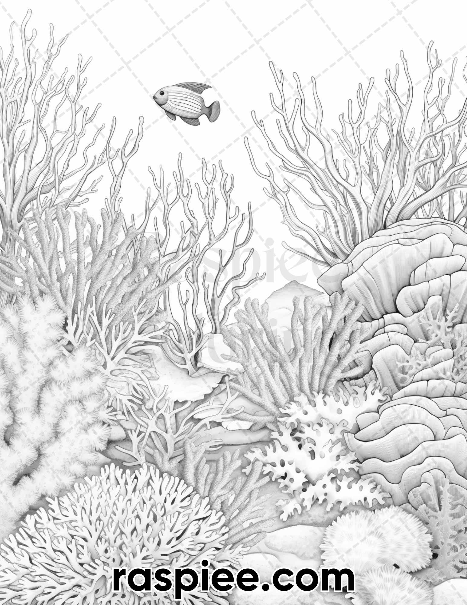 Colorful coral garden grayscale adult coloring pages printable pdf â coloring