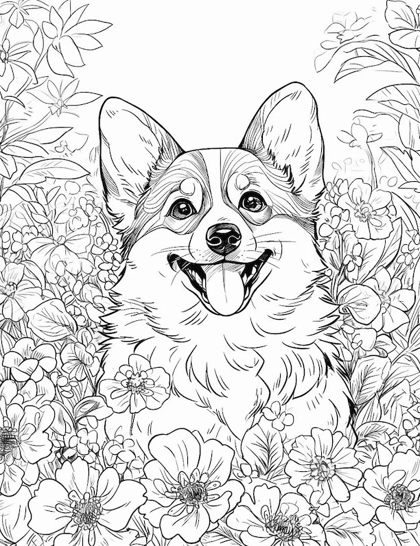 Dog coloring pages for kids and adults