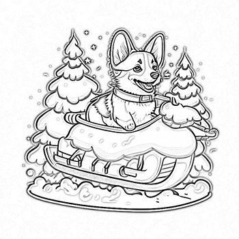 Digital printable coloring book pics corgis christmas eve tpt