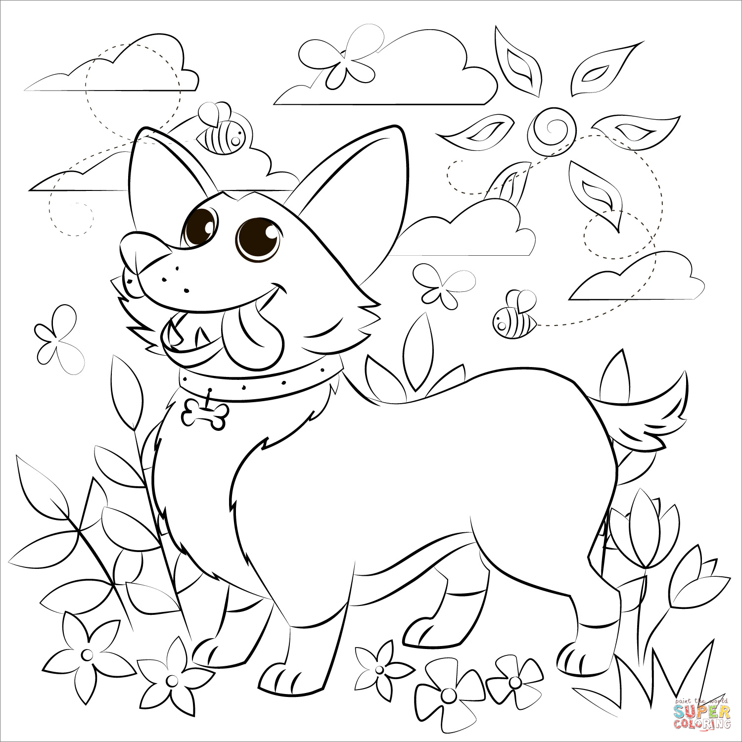 Corgi coloring page free printable coloring pages