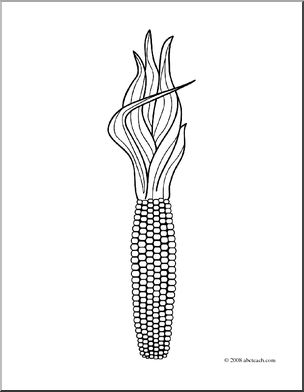 Clip art indian corn coloring page i