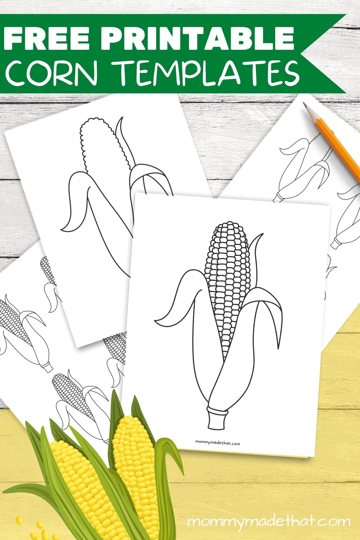 Free printable corn templates outlines for fall crafts