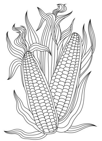 Corn coloring page free printable coloring pages