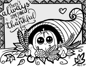 Thanksgiving cornucopia coloring sheet by art with ms c tpt