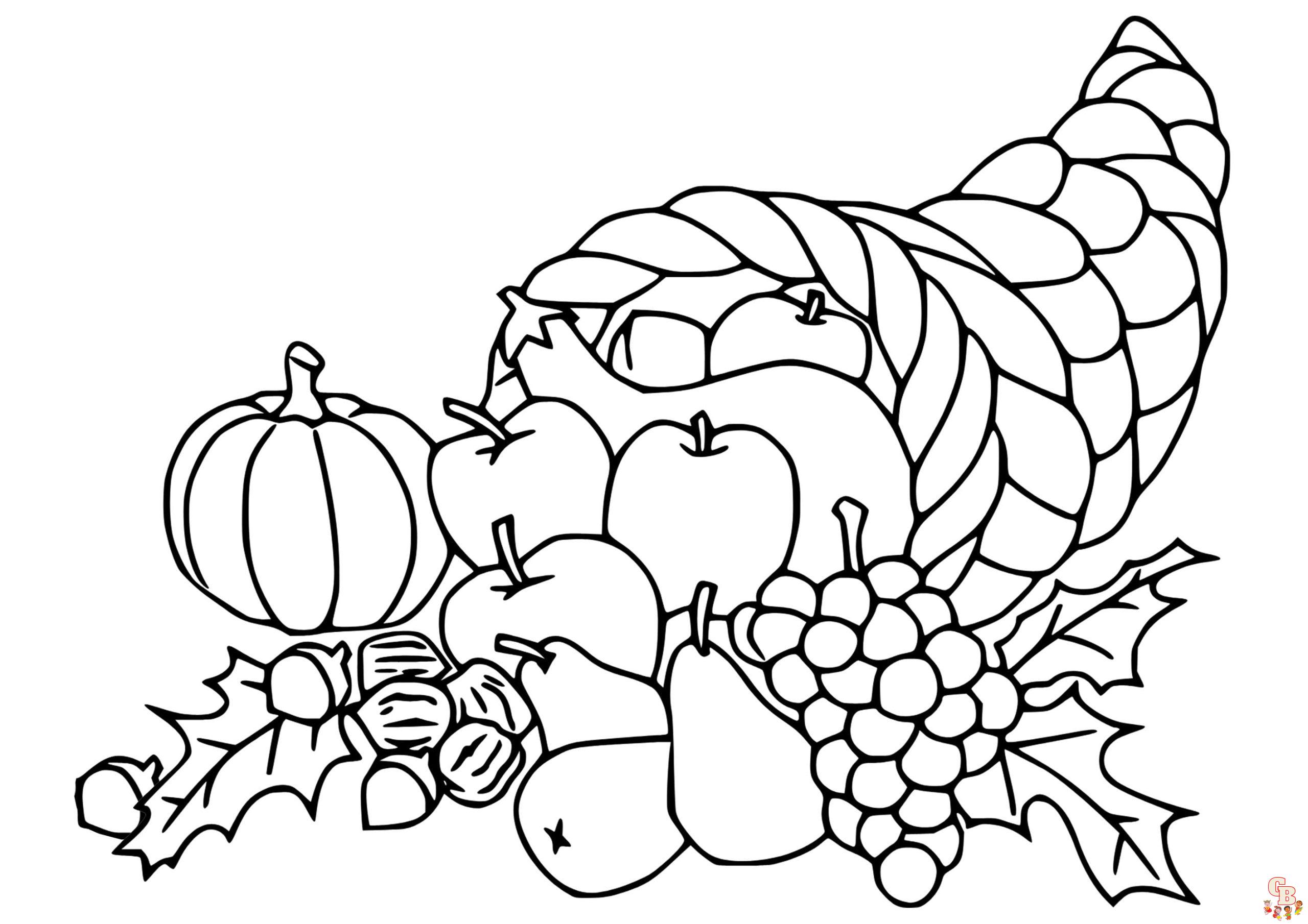 Printable cornucopia coloring pages free for kids and adults