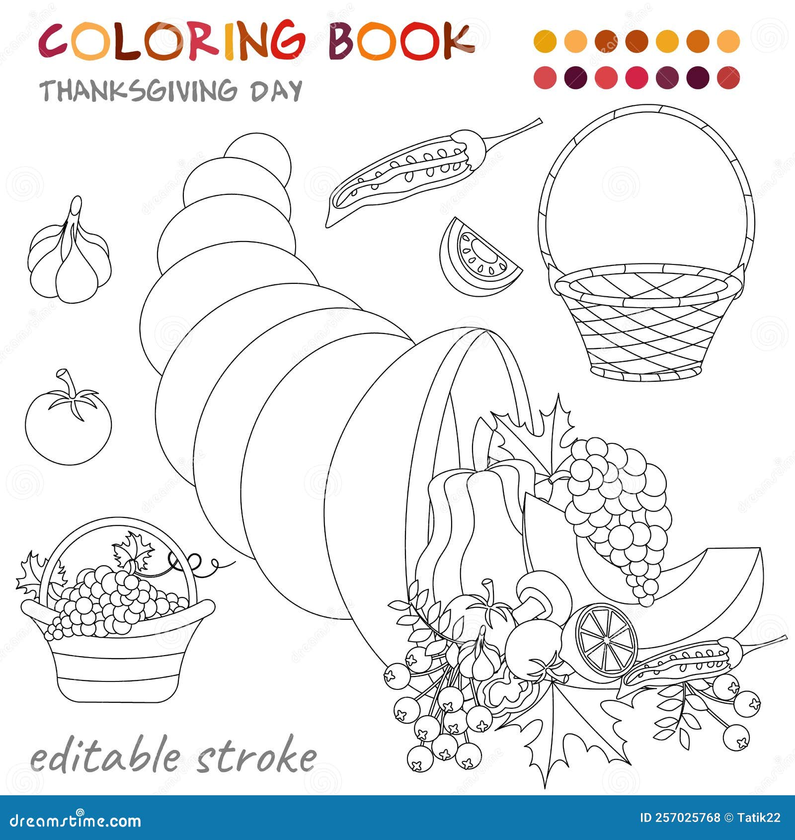 Cornucopia coloring page stock illustrations â cornucopia coloring page stock illustrations vectors clipart