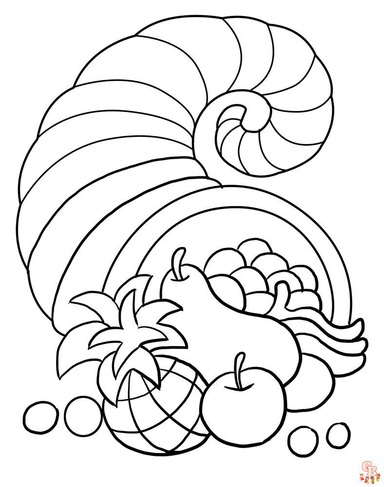 Printable cornucopia coloring pages free for kids and adults