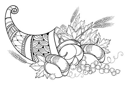 Cornucopia coloring page cliparts stock vector and royalty free cornucopia coloring page illustrations