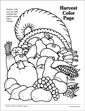 Harvest cornucopia pattern printable coloring pages