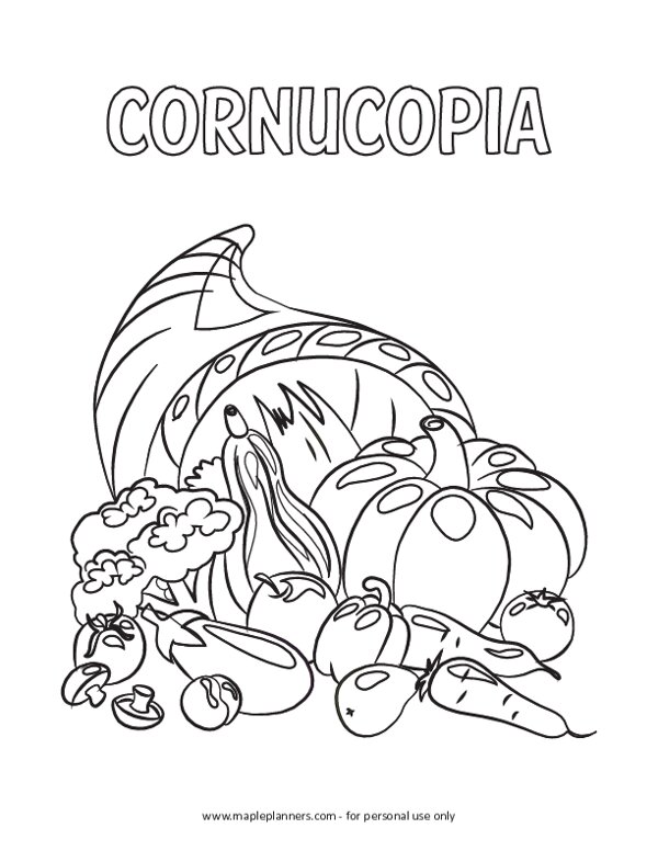 Color the cornucopia worksheet printable