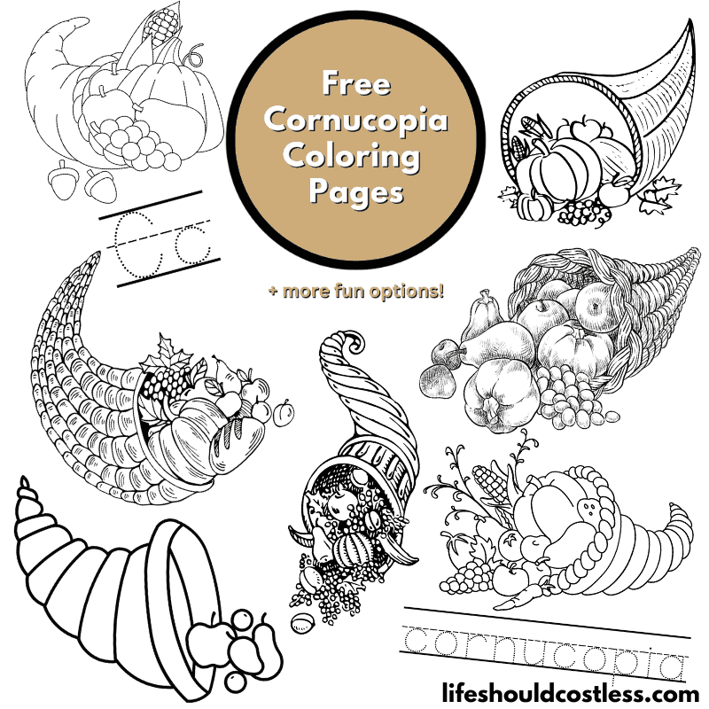 Cornucopia coloring pages free printable pdf templates