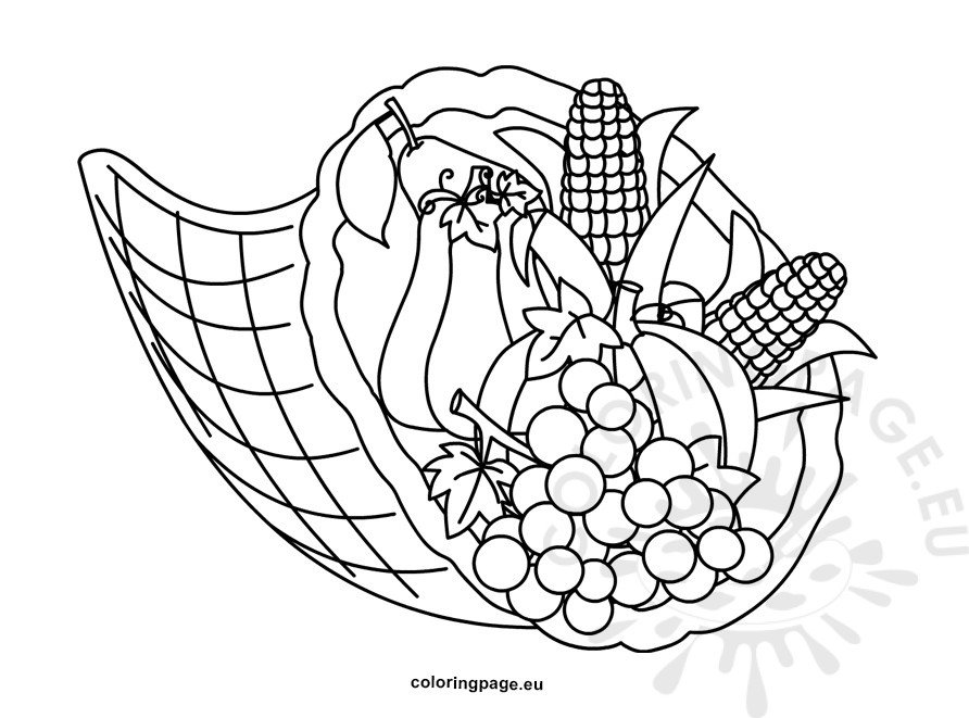 Printable cornucopia coloring page