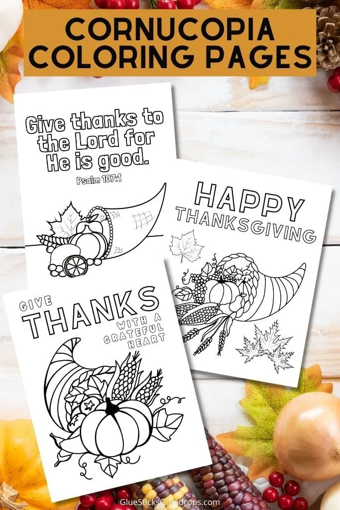 Free cornucopia coloring printables for thanksgiving