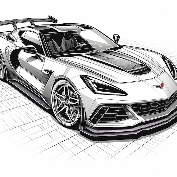 Corvette stingray coloring pages instant download