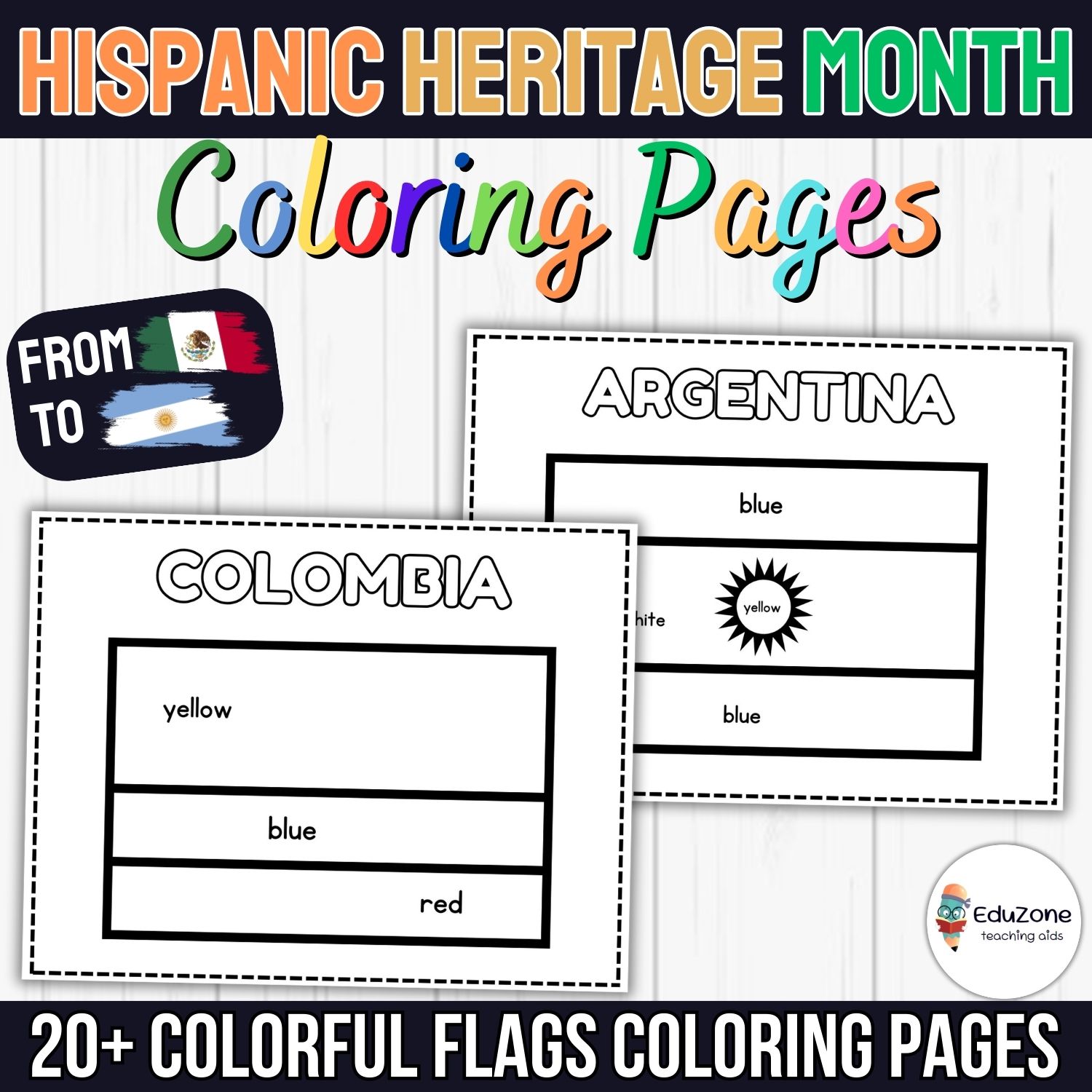 Printable hispanic countries flags coloring pages to promote creativity made by teachers