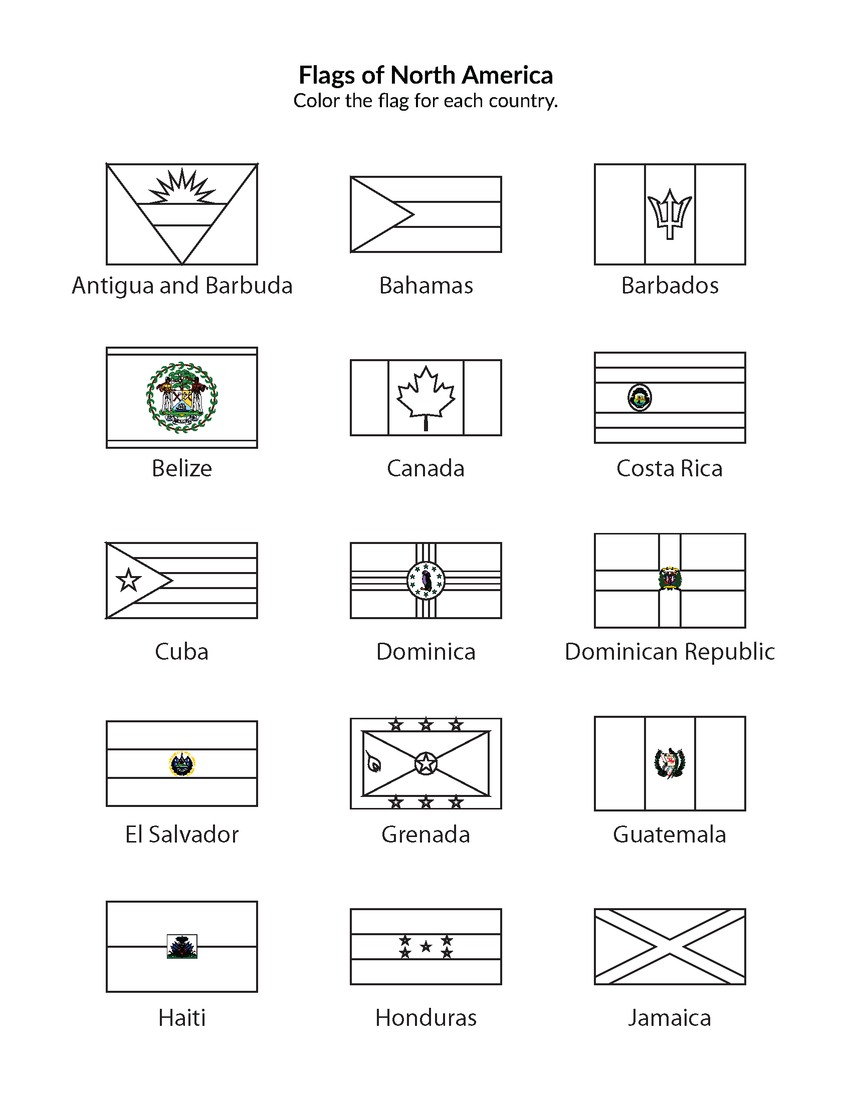 Flags of the world coloring pages