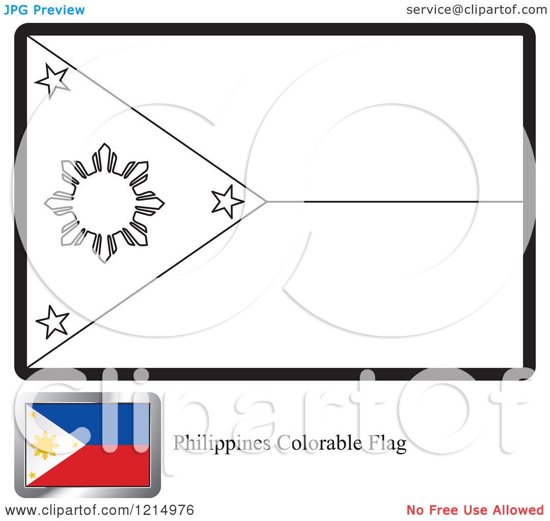 Clipart of a coloring page and sample for a philippines flag