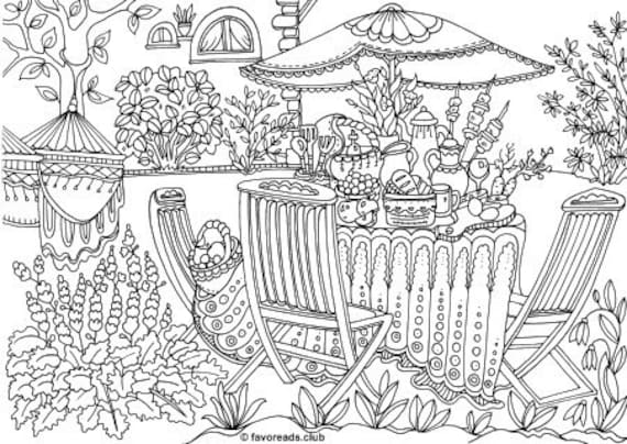 Country dinner printable adult coloring page from favoreads coloring book pages for adults and kids coloring sheets coloring designs