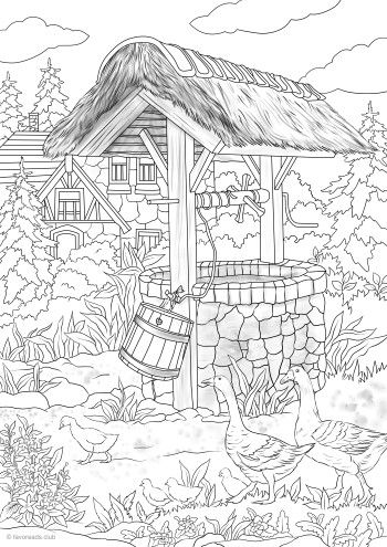 Country well â favoreads coloring club coloring pages fall coloring pages detailed coloring pages