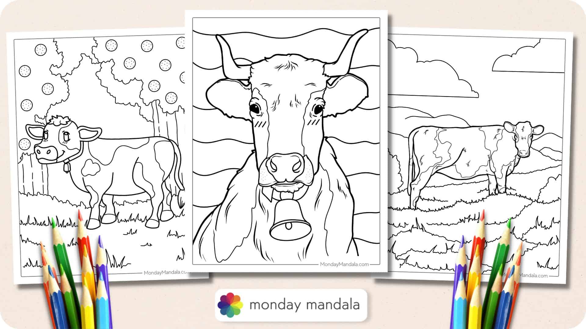 Cow coloring pages free pdf printables