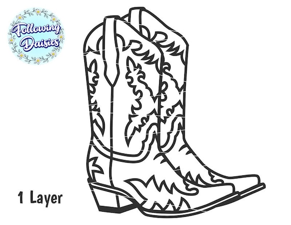 Cowboy boots svg boots decorated with flowers western rodeo ranch cowgirl svg files for cricut and silhouette paper cut template