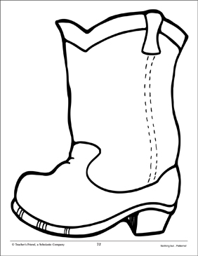 Cowboy boot large pattern printable clip art and images