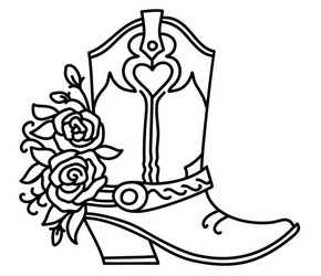 Cowboy boots outline vector images over