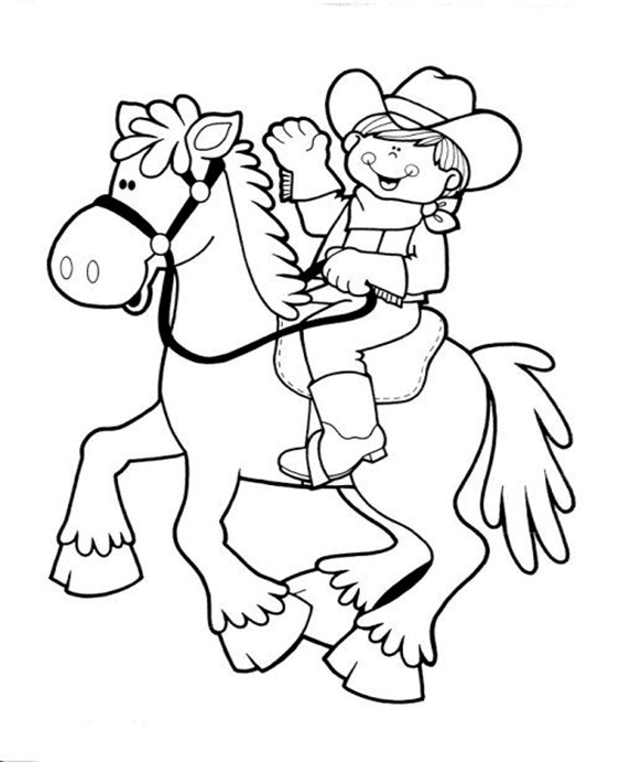 Free easy to print cowboy coloring pages