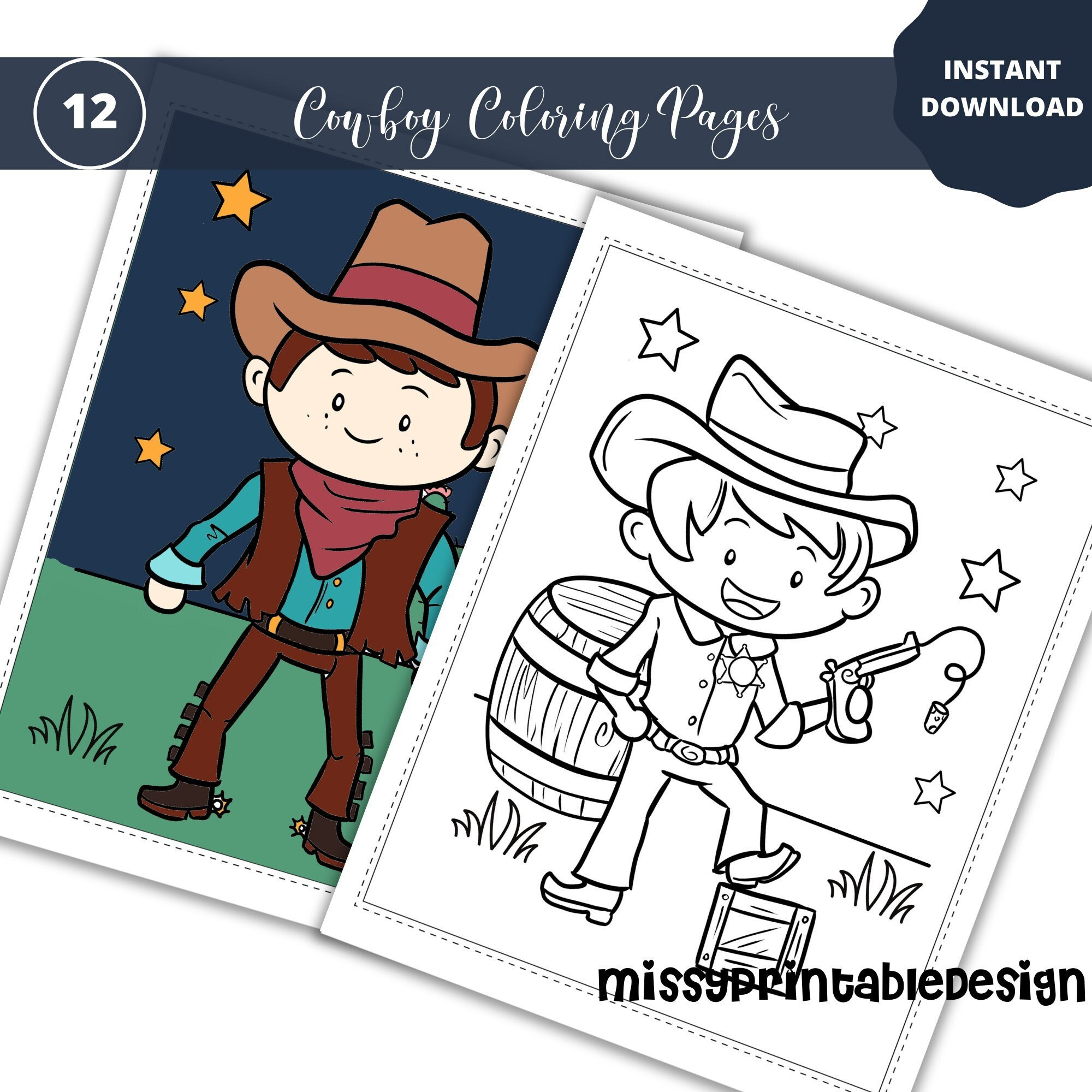 Cowboy coloring pages printable cowboy coloring book cowboy