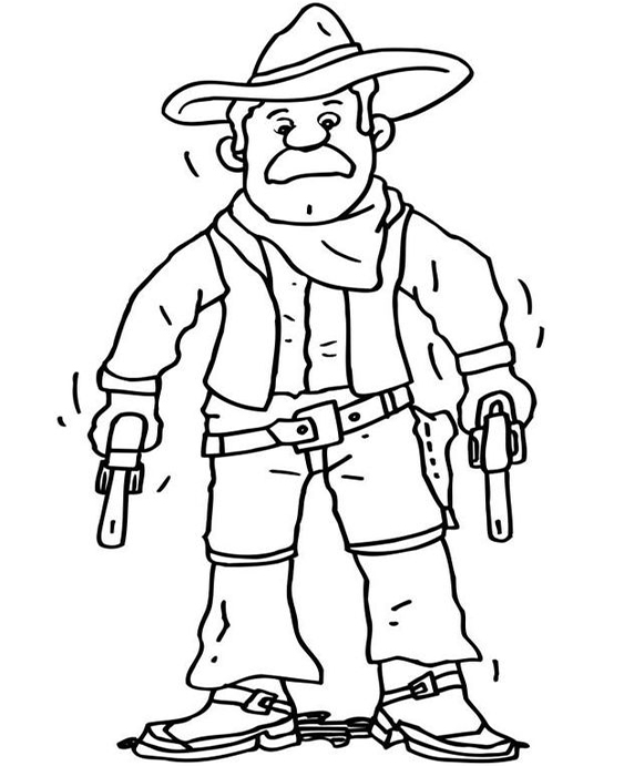 Free easy to print cowboy coloring pages