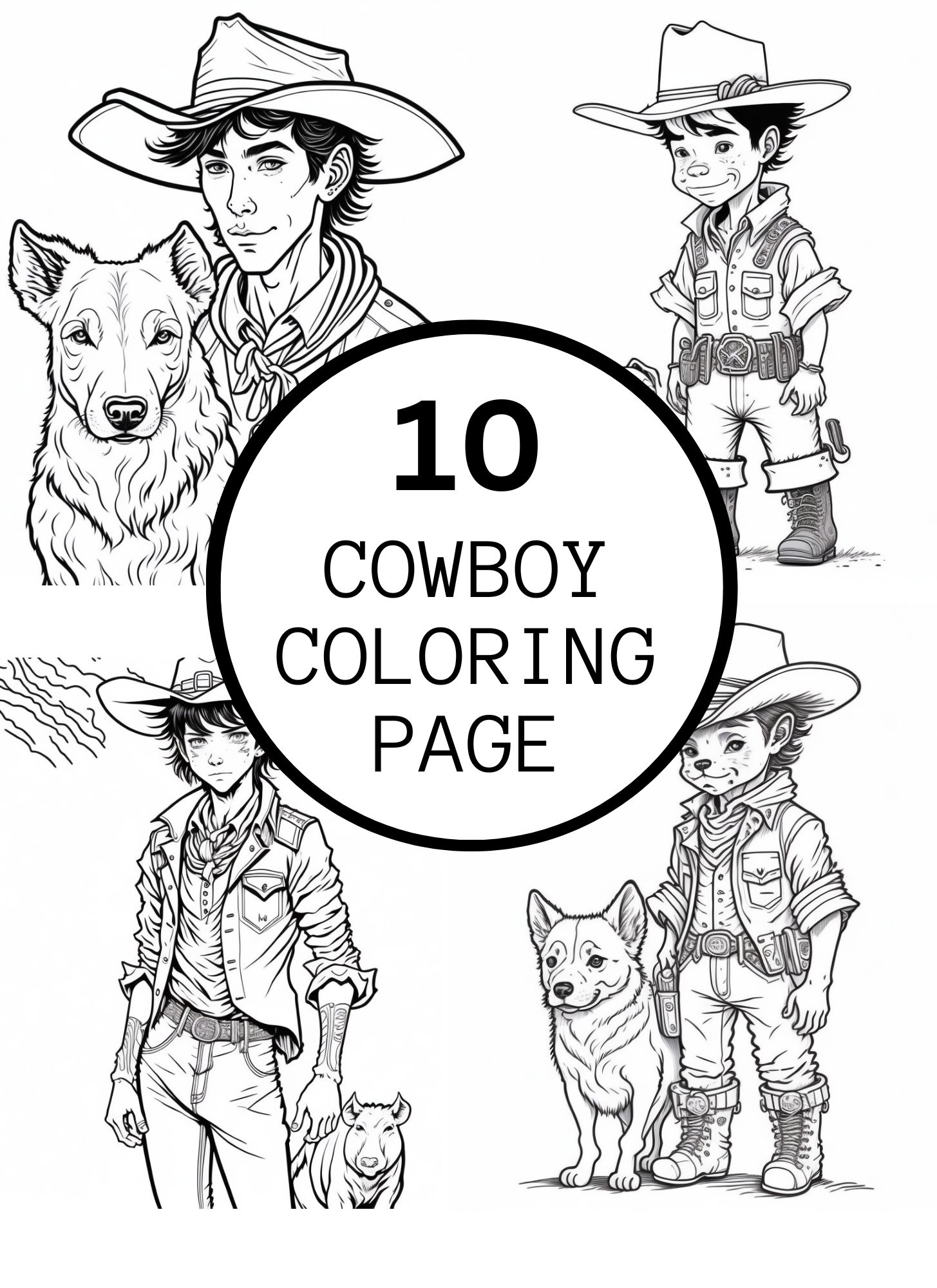 Realistic cow boy coloring pages for kids and adults made by teachers