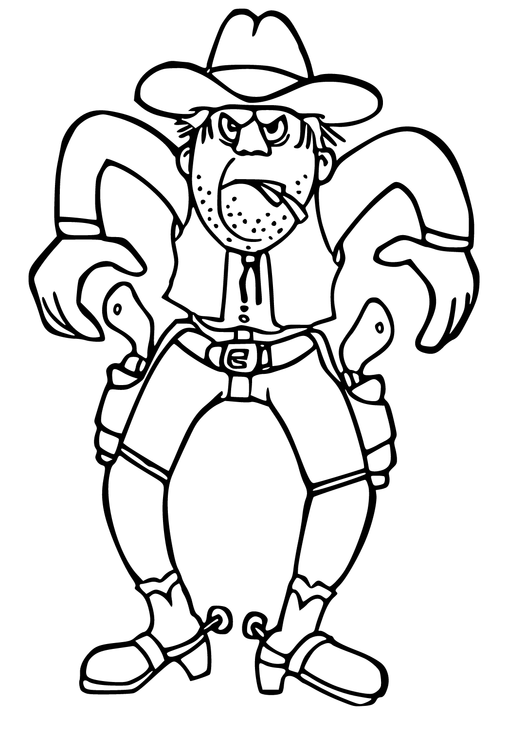 Free printable cowboy funny coloring page for adults and kids