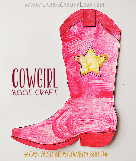 Printable cowboycowgirl boot craft