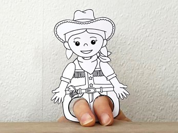 Cowgirl finger puppet printable coloring