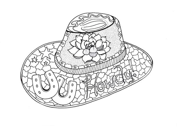 Howdy cowboy adult coloring page