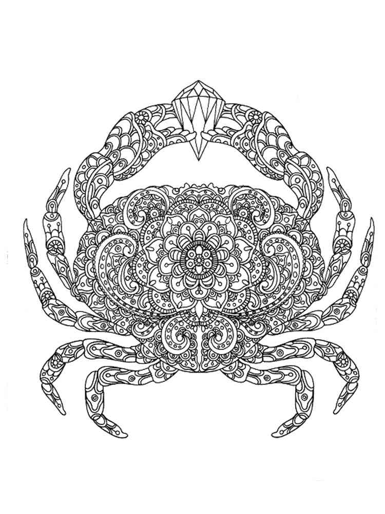 Crab coloring pages for adults