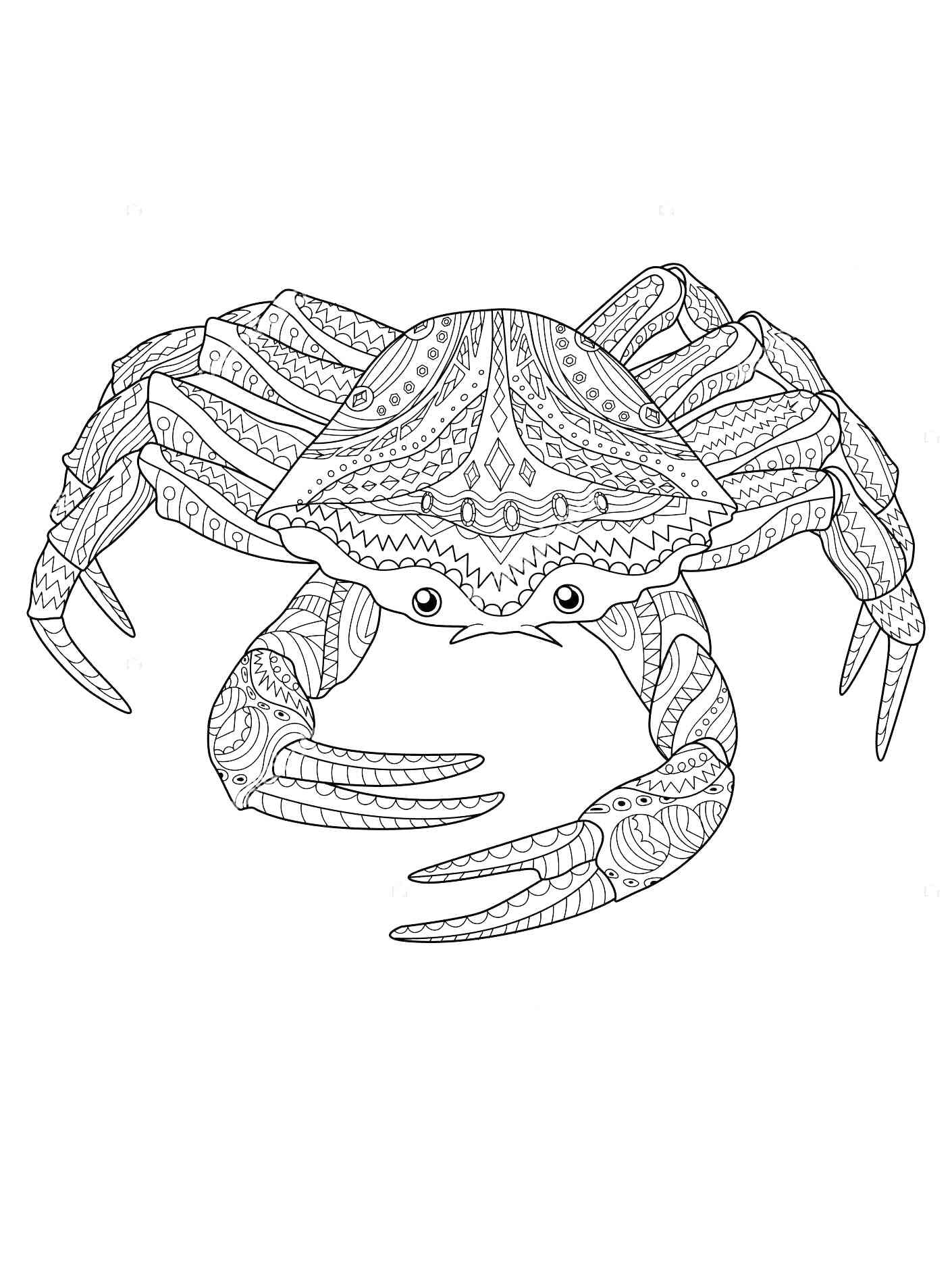 Crab coloring pages for adults