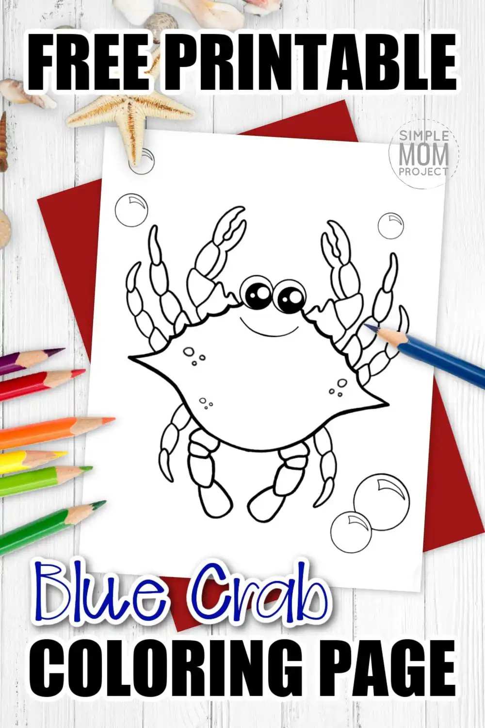 Free printable blue crab coloring page â simple mom project