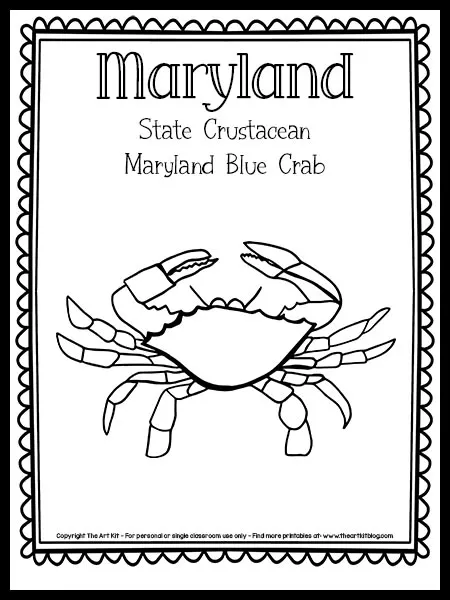 Maryland state crustacean coloring page blue crab free printable â the art kit