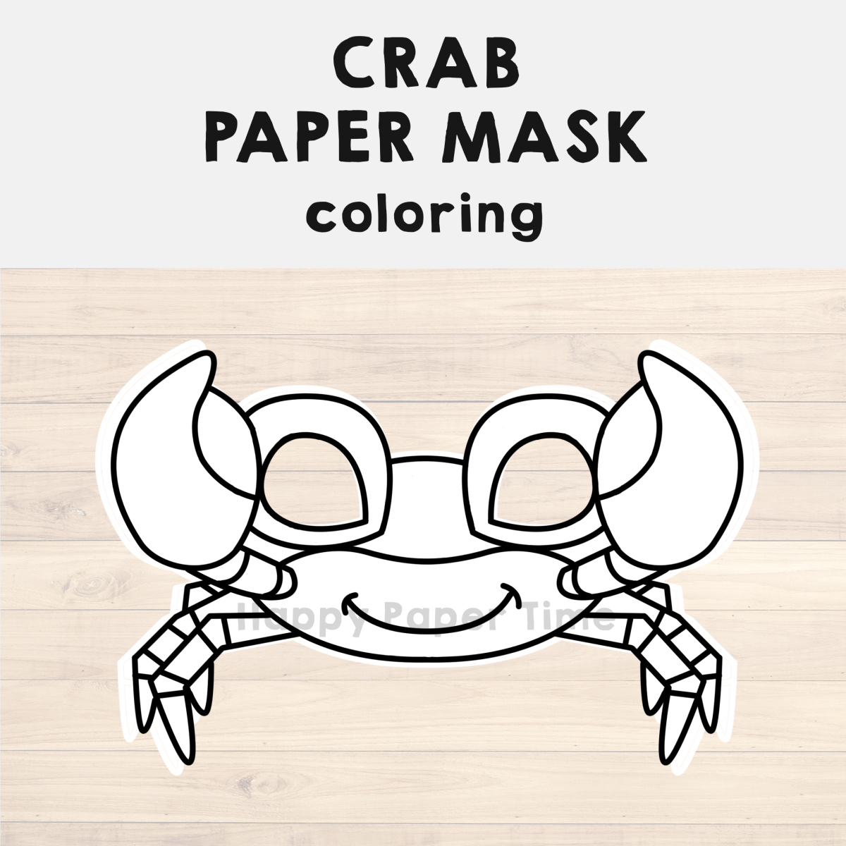 Crab paper mask printable ocean sea animal coloring craft activity made by teachers