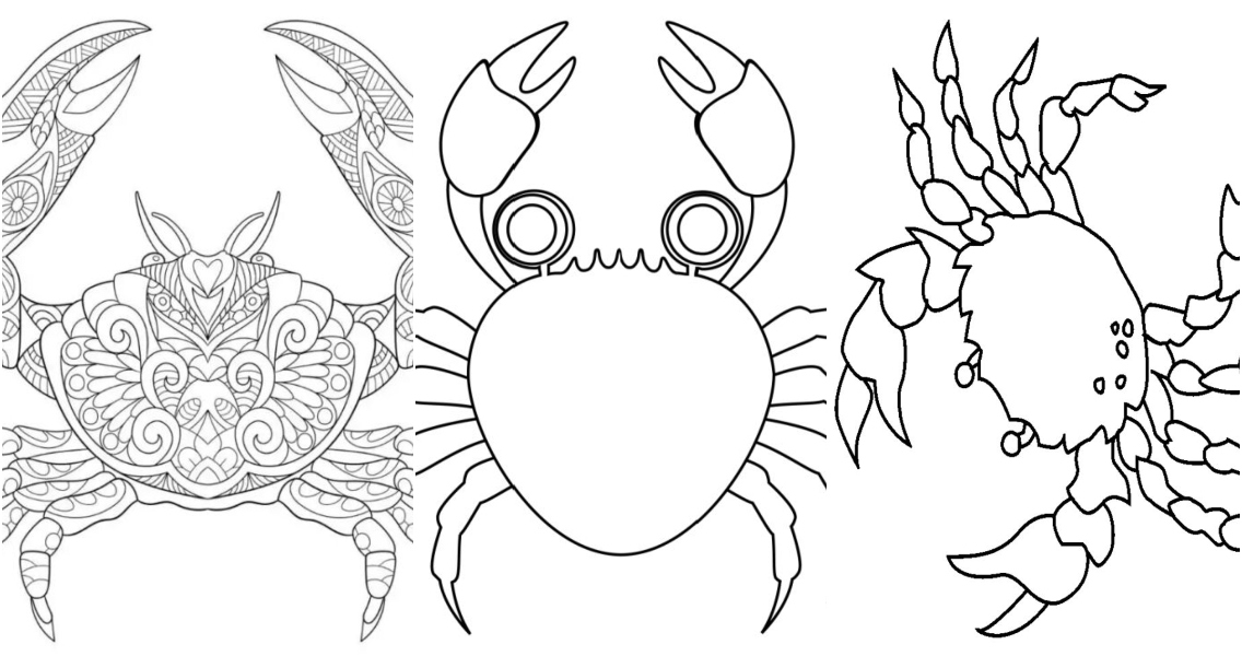 Free crab coloring pages for kids and adults