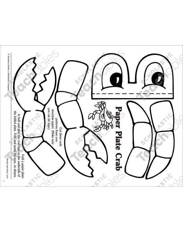 Paper plate crab printable arts and crafts