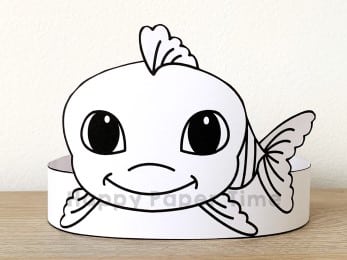 Free fish crown paper template printable