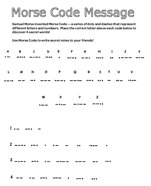 Morse code message coloring page