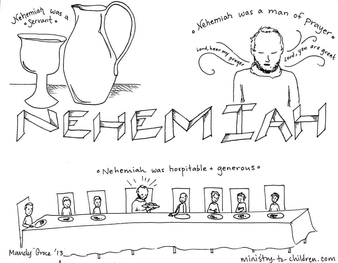 Book of nehemiah bible coloring page