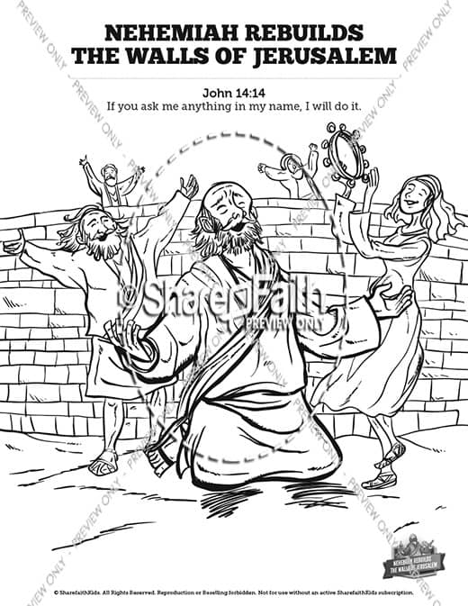 Book of nehemiah sunday school coloring pages â