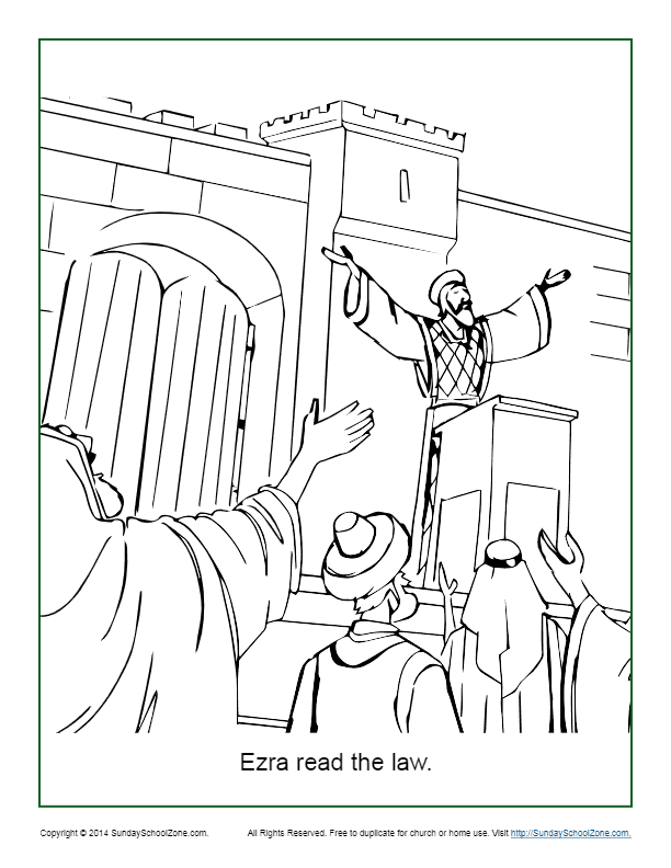 Ezra read the law coloring page