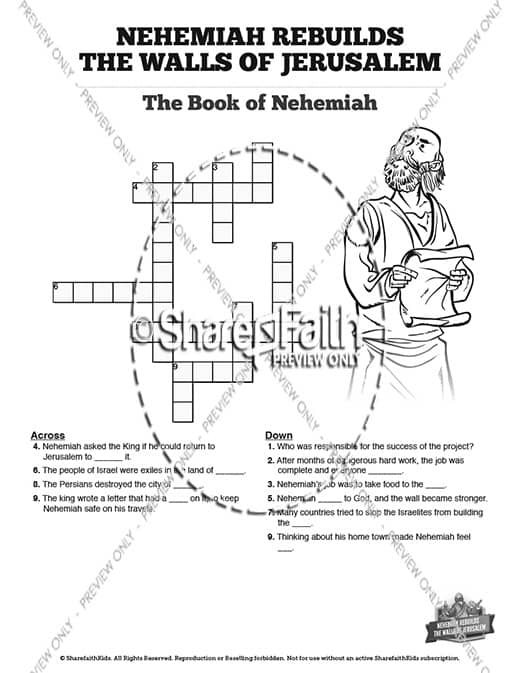 Book of nehemiah sunday school coloring pages â