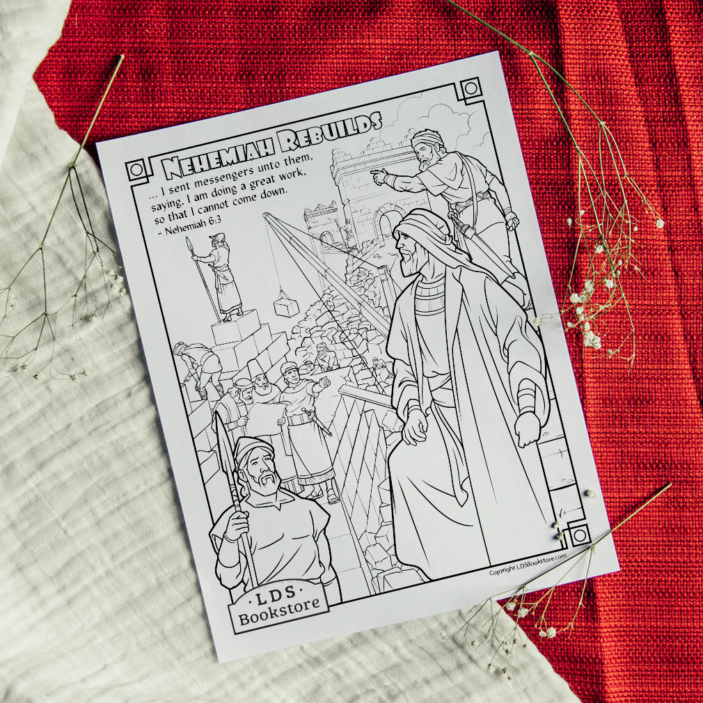 Nehemiah rebuilds the walls of jerusalem coloring page