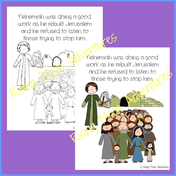 Nehemiah coloring page and colored display page download